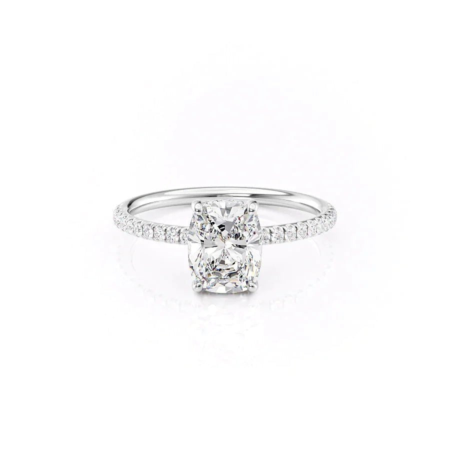Hera Luxgem | 1.5 Carat E. Cushion 18K White Gold Pave