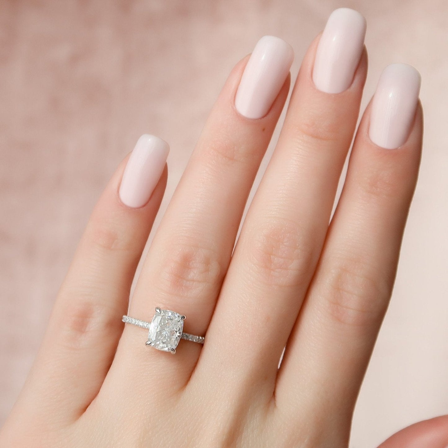 Hera Luxgem | 1.5 Carat E. Cushion 18K White Gold Pave