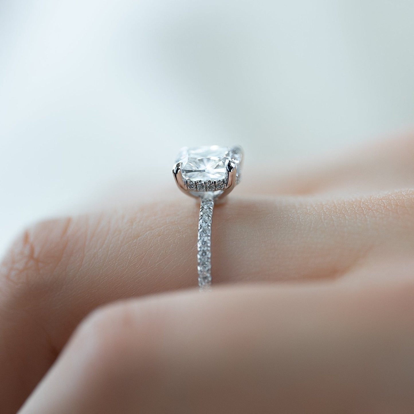 Hera Luxgem | 1.5 Carat E. Cushion 18K White Gold Pave