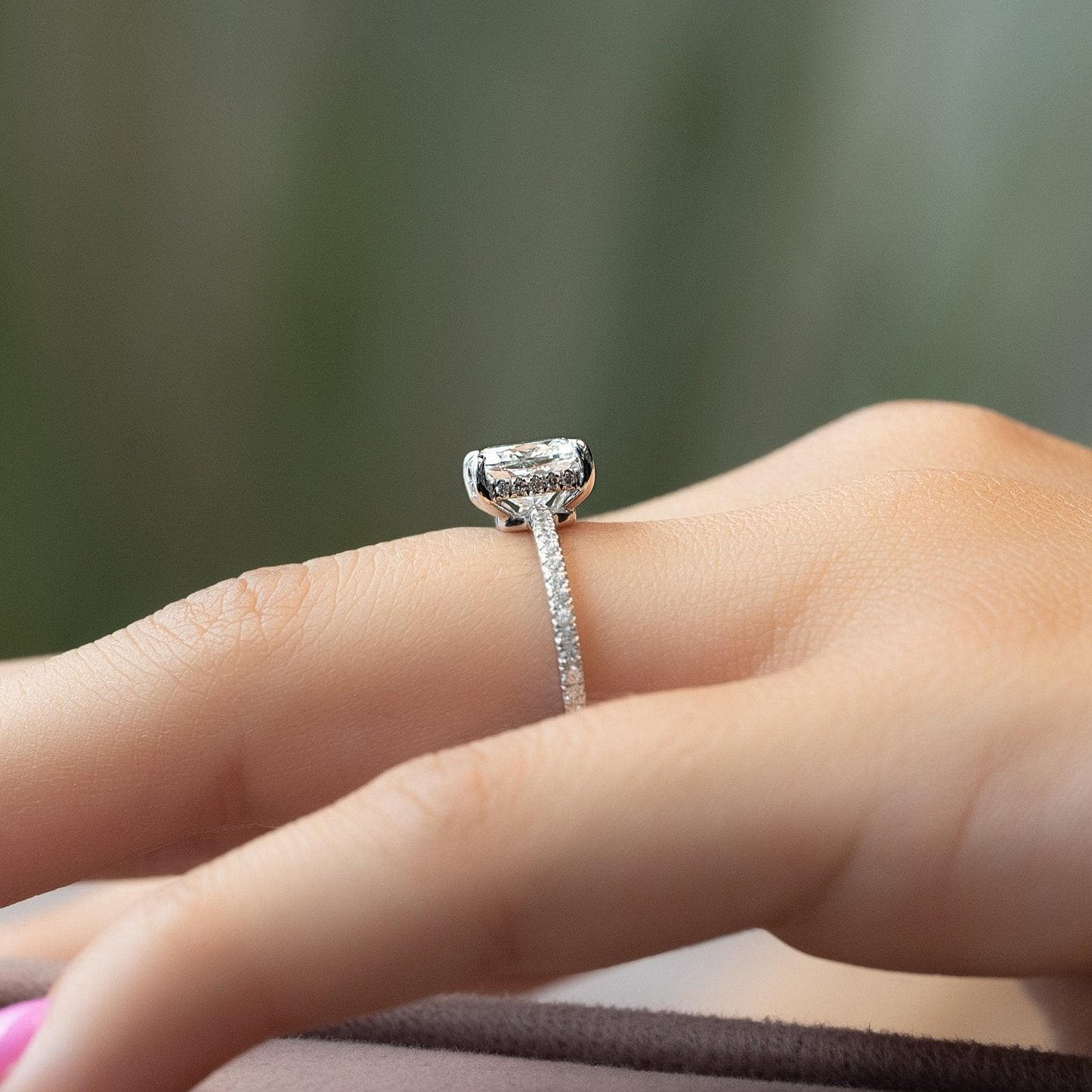 Hera Luxgem | 1.5 Carat E. Cushion 18K White Gold Pave