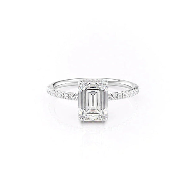 Hera Luxgem | 3 Carat Emerald 18K White Gold Pave