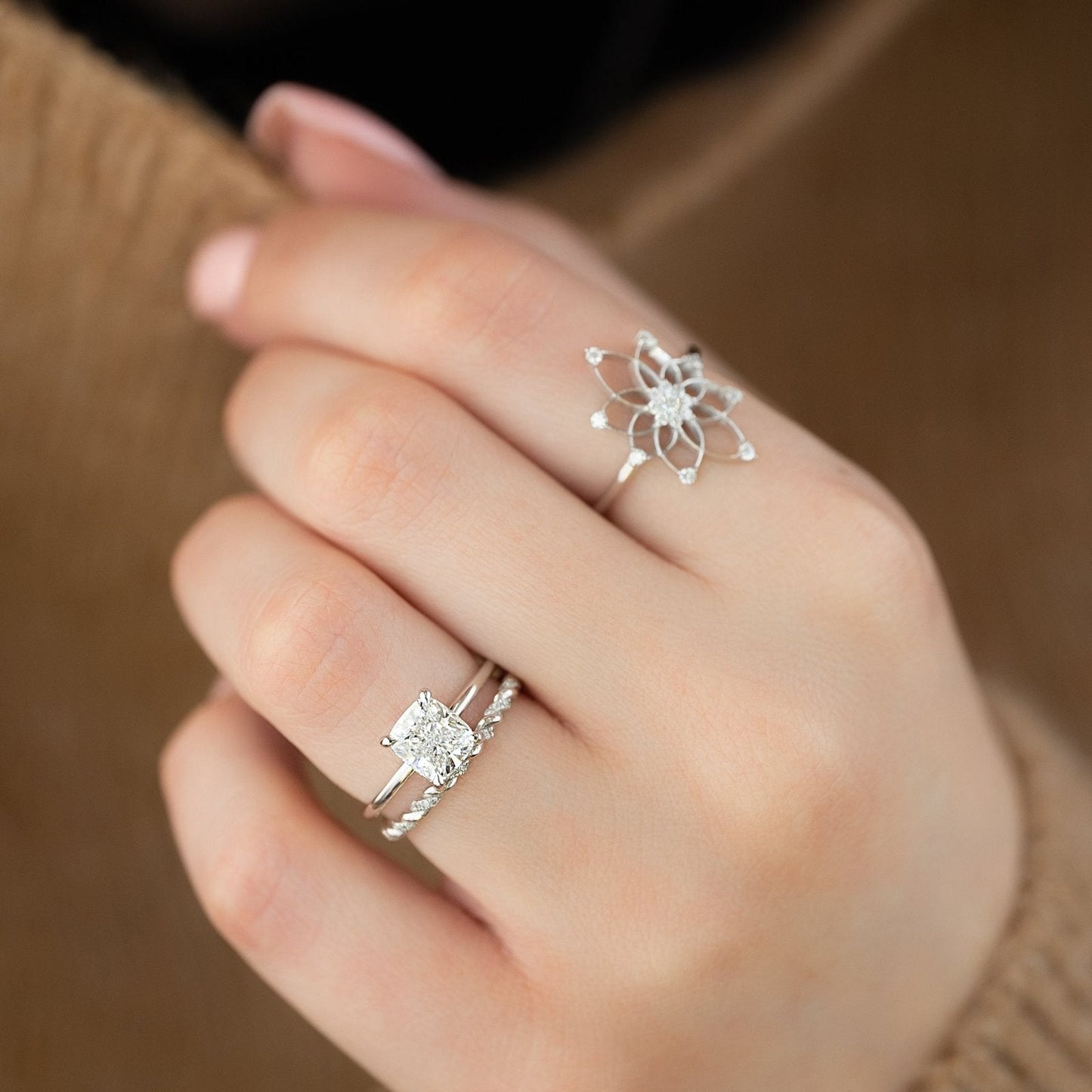 Hera Luxgem |  1.5 Carat E. Cushion 18K White Gold Solitaire