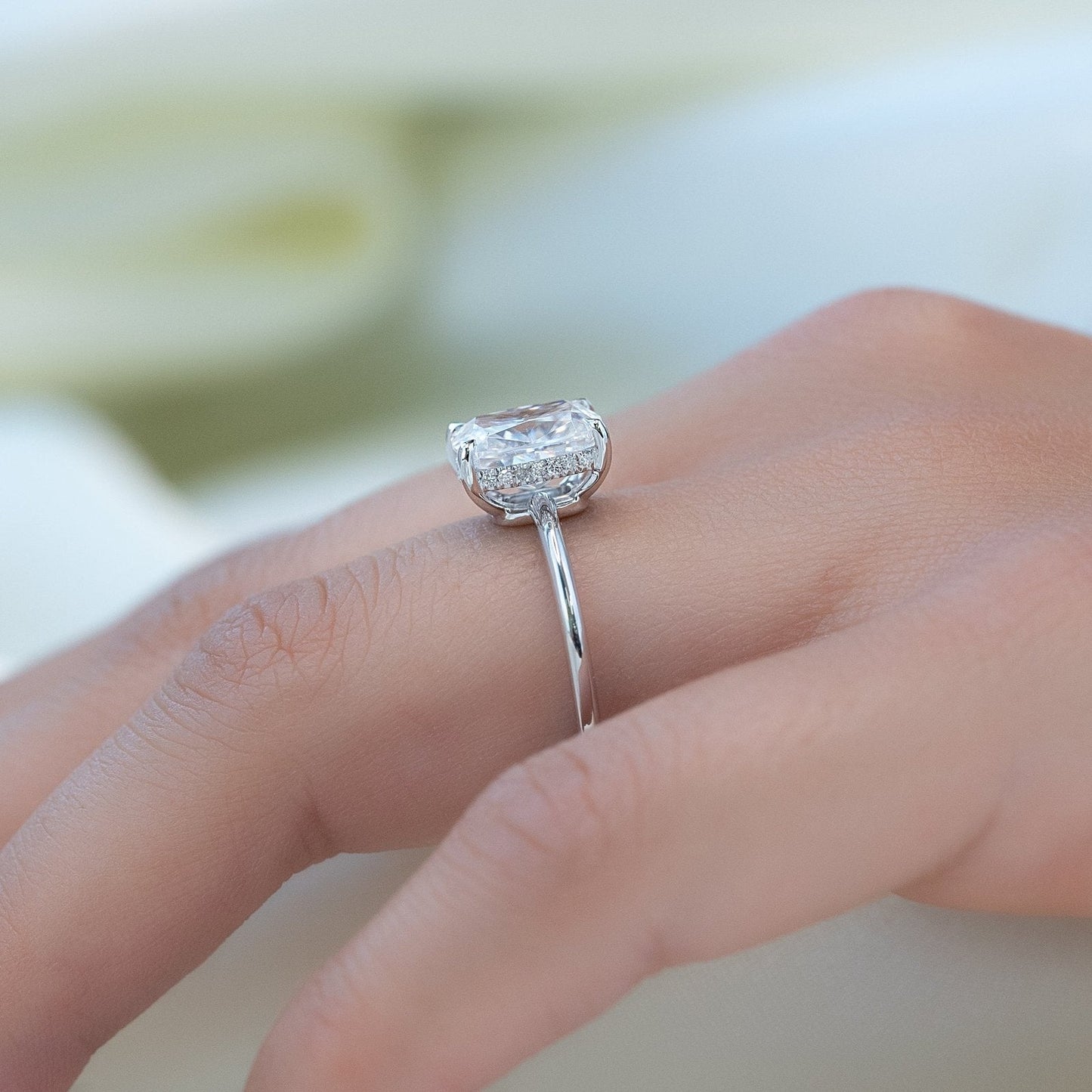 Hera Luxgem |  1.5 Carat E. Cushion 18K White Gold Solitaire