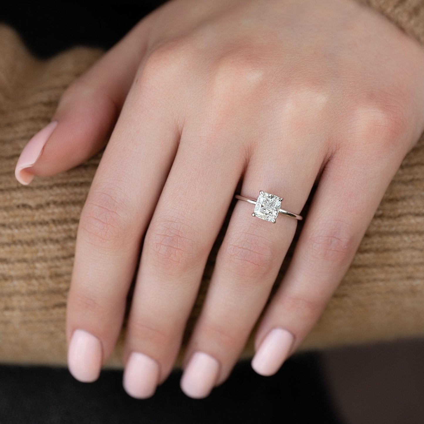 Hera Luxgem |  1.5 Carat E. Cushion 18K White Gold Solitaire