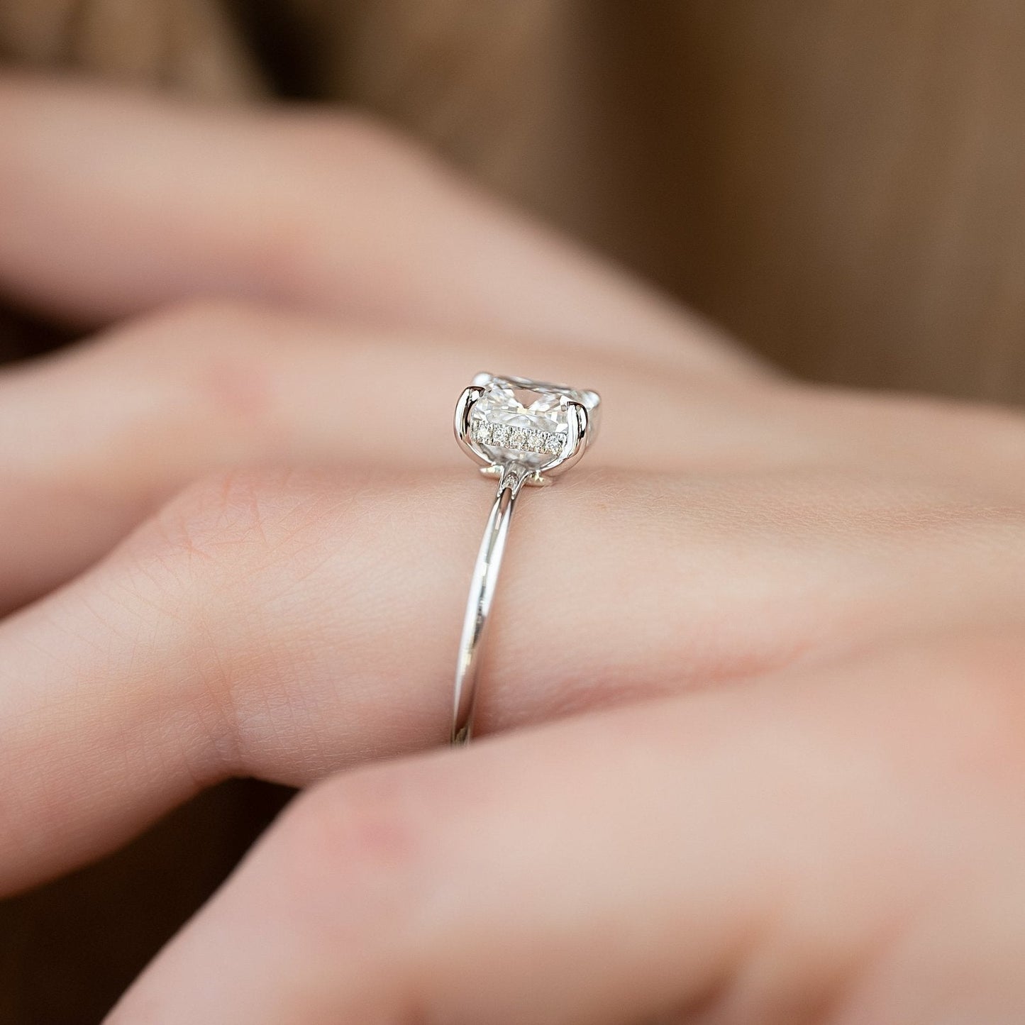 Hera Luxgem |  1.5 Carat E. Cushion 18K White Gold Solitaire